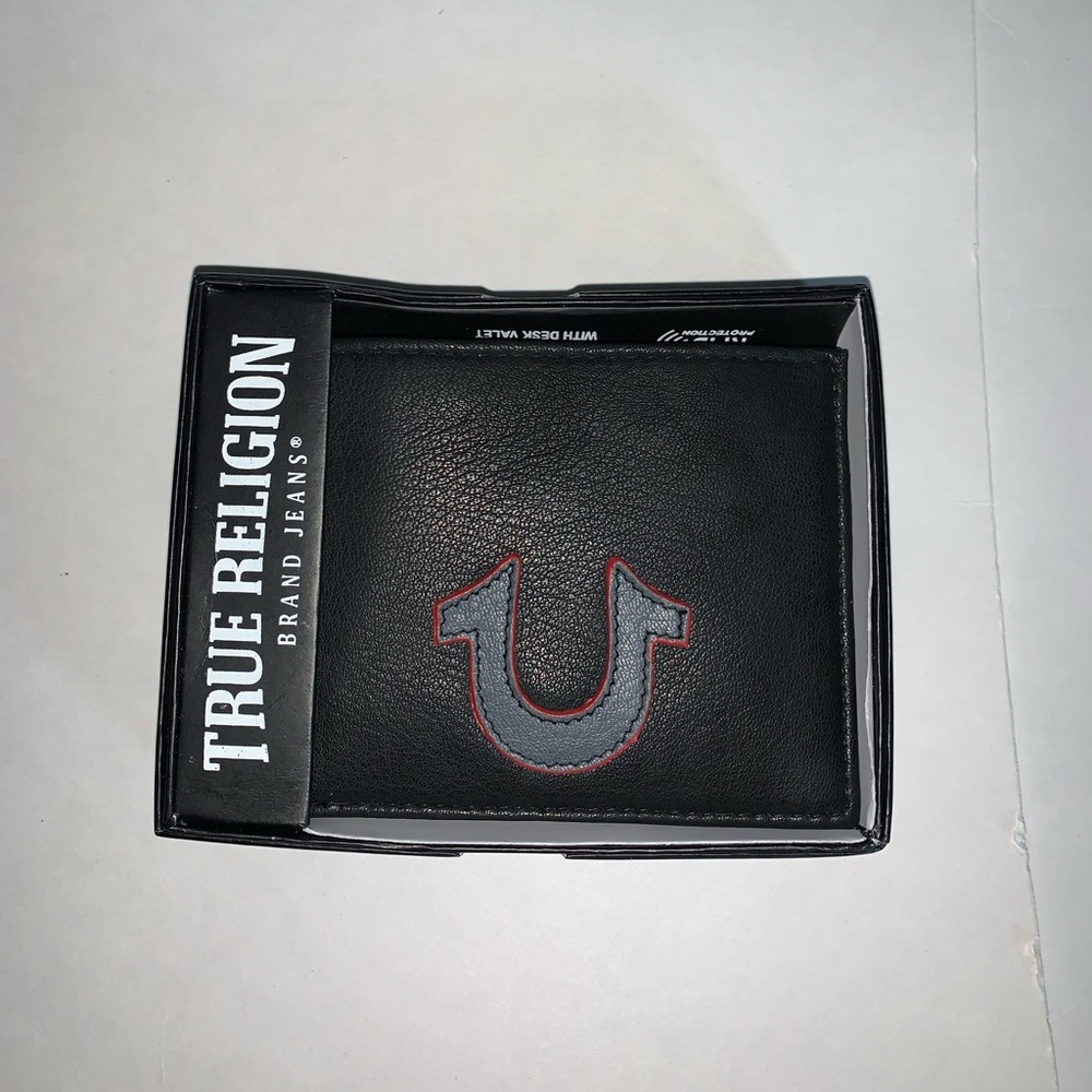 True Religion Brand Jeans Black Bifold Mens Wallet